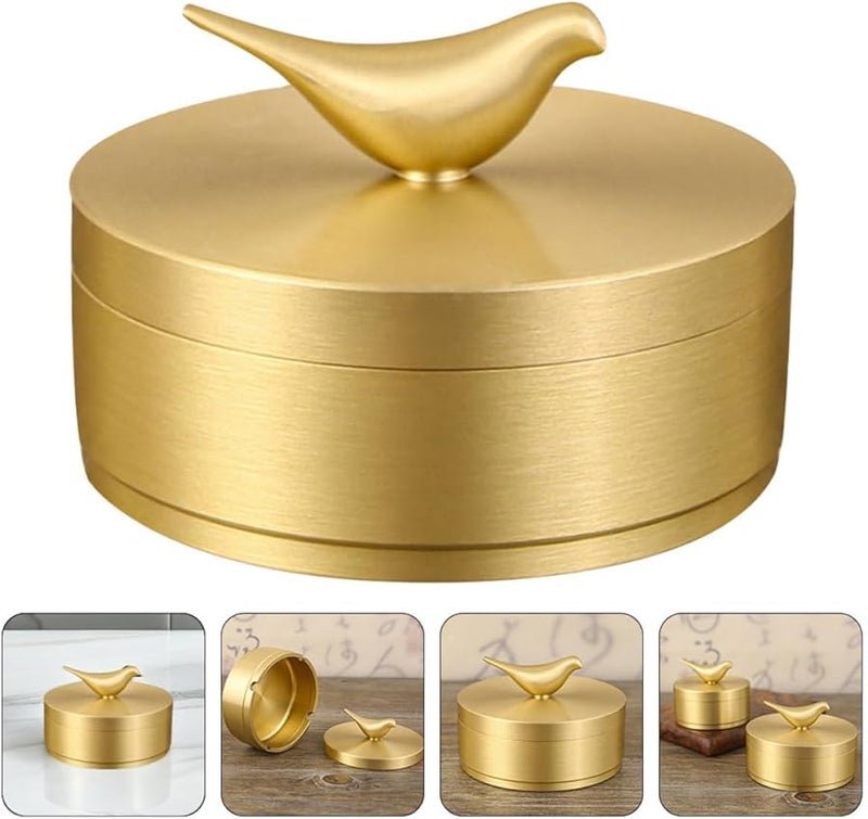 صينية رماد من النحاس بغطاء حاوية سجائر محكمة الإغلاق للاستخدام في السيارة والمنزل - Image 3